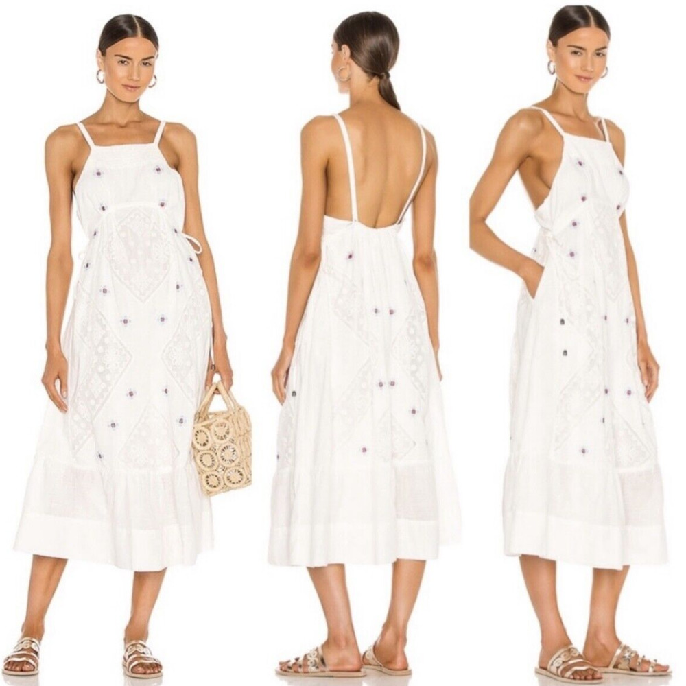 NEW Free People Dewdrop Maxi Dress White Ivory Floral Lace Size M NWT